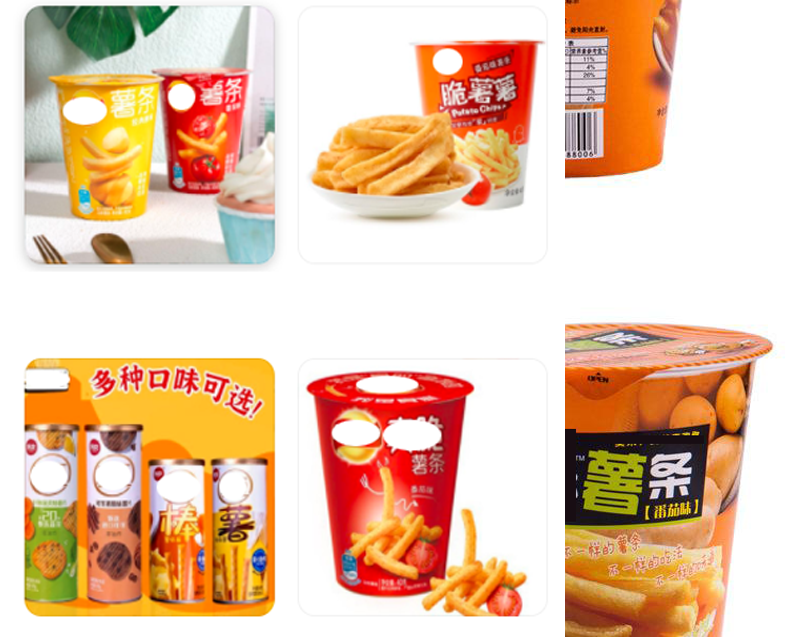 各種薯條等膨化食品的紙塑杯蓋膜包裝，應(yīng)用越業(yè)越多